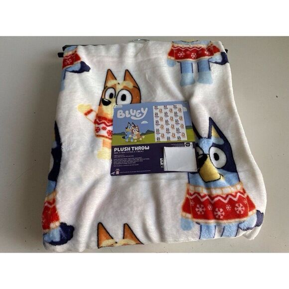 Bluey And Bingo Wearing Christmas Sweaters Soft Throw HOLIDAY Blanket 50 X 70” - Picture 8 of 13